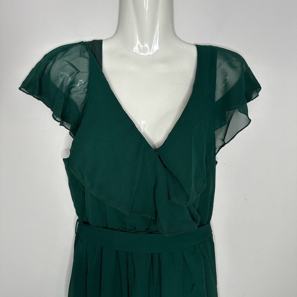 New! Simplee Solid Chiffon Wrap Formal Maxi Ruffle Split Dress SMALL - Picture 6 of 15